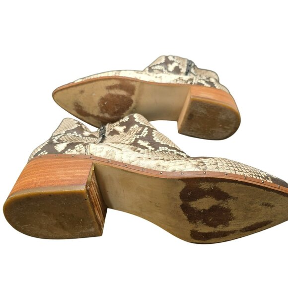 Bleeker & Bond Womens Leather Snake Print Ankle Boots Brown Cream Sz 10M JJ4015 - Picture 10 of 10